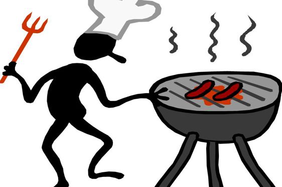 Tegning av person som griller